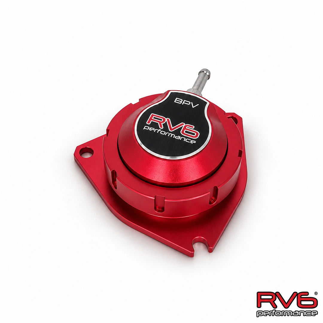 Red RV6 R660 turbo bypass valve showing RV6 Performance branding and top housing.